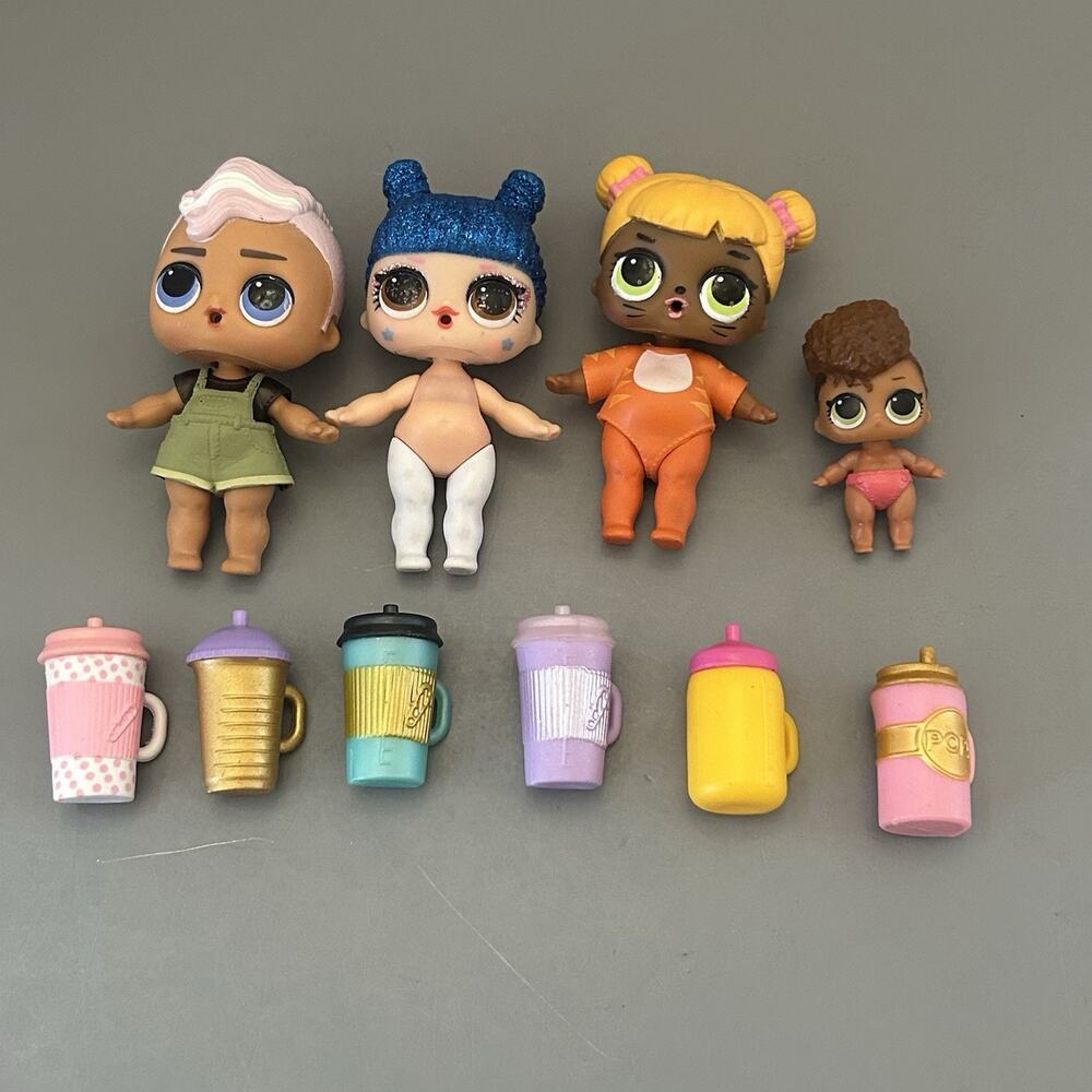 LOL Surprise Mixed Doll and Accessories Lot 4 Dolls and 6 Cups
